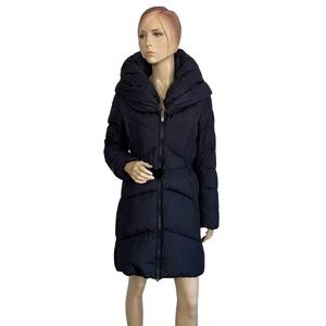 Add Down Women's Black Pillow Collar Hooded Belted Jacket 6